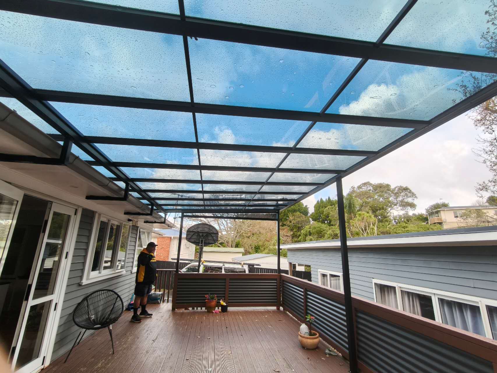 A5 System Flat Pergola | Featuring 4mm Crystal-Clear PC Paneling